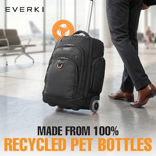 EVERKI Atlas Wheeled 2 Rolling Backpack - Business 30L Travel Backpack with Grey Replaceable Wheels for Professional, RFID-Blocking, Books, Quick-Access Pocket & 13" to 17.3" Laptops - (EKP122BG-ECO) - size: Atlas Wheeled V2 - Grey - 30L