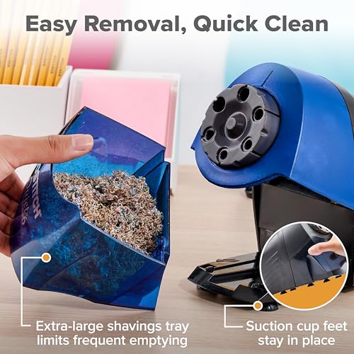Bostitch Office QuietSharp Electric Pencil Sharpener, Heavy Duty Classroom or Office Use, with 6 Size Options, Blue - color: Blue