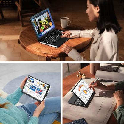 edaiser Swivel Keyboard Case for iPad 11th (A16) & 10th Generation, Black | 360 Degree Rotatable Protective Cover | Pencil Holder | Multi-Touch Trackpad | RGB Backlit | Flexible Adjustable View Angle - color: Black, size: iPad 10th/11th (a16)