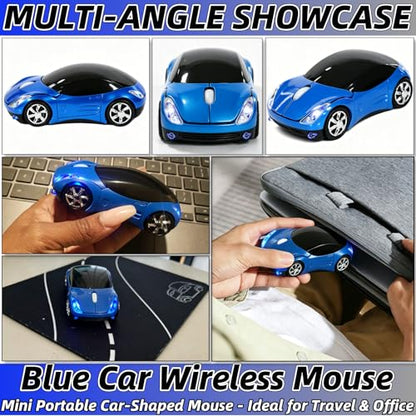 Blue Wireless Mouse，Mini Car Computer Mouse，1600DPI 2.4G with USB Receiver, Ergonomic Cute Computer Mice for Laptop, PC, Windows, Mac OS (Blue) - color: Blue