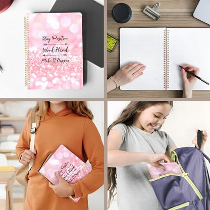 Cute Spiral Notebook journal A4 Aesthetic Pretty Design for Women Girls Kawaii with Pocket, 8.5 x 11 inch, Graph, Positive - color: Positive, style: Graph