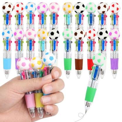 24 Pack Soccer Party Favors 4-in-1 Multicolor Ballpoint Pens, Mini Retractable Soccer Pens, Goodie Bag Stuffers Classroom Prizes Birthday Gifts - style: Soccer