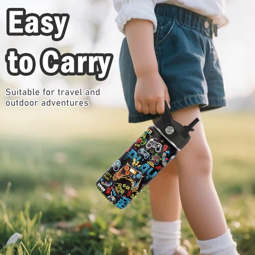 Gaming Gifts for Gamer Boys, 16oz Game Water Bottle for Kids, Gaming Controller Insulated Stainless Steel Tumbler, Birthday Gifts for Gamer Boys Kids Teen Adults Gamings Cup - color: Game