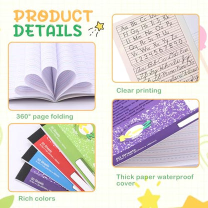 Fainne 30 Pack Primary Ruled Composition Notebook, Grade K-2 Journal 100 Pages, 7-1/2" x 9-3/4" Kindergarten Primary Drawing Story Notebook for Kids Drawing and Writing(Red, Green, Blue, Purple) - color: Red, Green, Blue, Purple