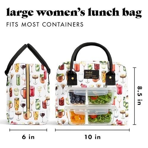 Fit & Fresh Bloomington Lunch Bag for Women - Insulated Large Lunch Box for Work with Containers, Leak-Resistant, Stain-Resistant, Zipper Closure, Mixology - color: Mixology