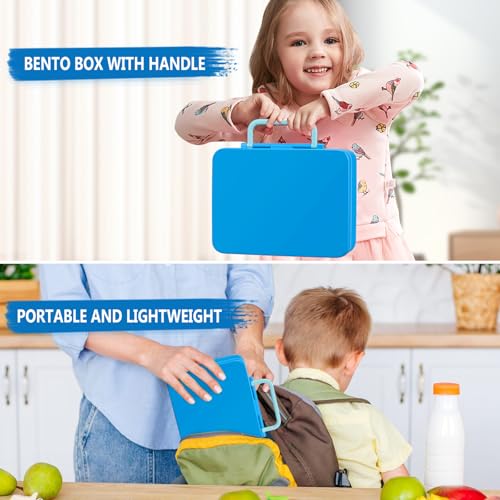 JOOPETALK Chill Bento Lunch Box for Kids Adult with Ice Pack,6-Compartment Reusable Leak-proof Lunch Container for Girls Boys to School,Keep Food Cold&Fresh,Dishwasher & Freezer Safe - color: Blue