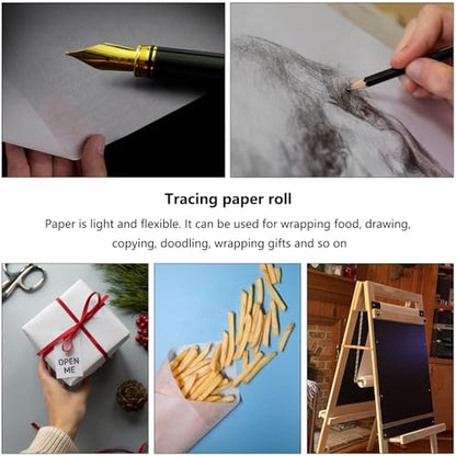 Tracing Paper Roll 12 Inches x 30 Yards, Trace Paper White ‌Translucent‌ Pattern Paper Tracing Paper for Drawing, Sewing, Sketch - size: 12 Inch Wide