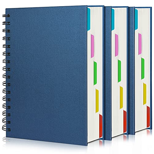 EUSOAR Spiral Notebook College Ruled, 3pcs A5 5.5"x8.3" 5 Subject Writing Pad, Thick Hardcover, 100GSM 120Sheets/ 240Pages of Lined Paper, for School, Home Supplies, Office and Business, Royal Blue - color: Royal Blue, size: A5-3Pack