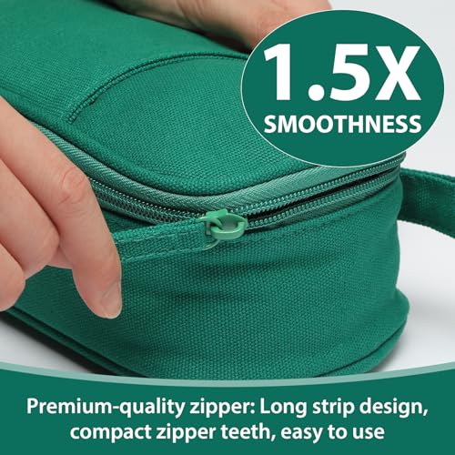 SPACEMATE Heavy Duty Canvas Pencil Case Pouch Bag - Holds 50-100 Pencils - Large Big Capacity Aesthetic Pen Case School Supplies for Girls Boys Women Men Adults (Green) - color: Green