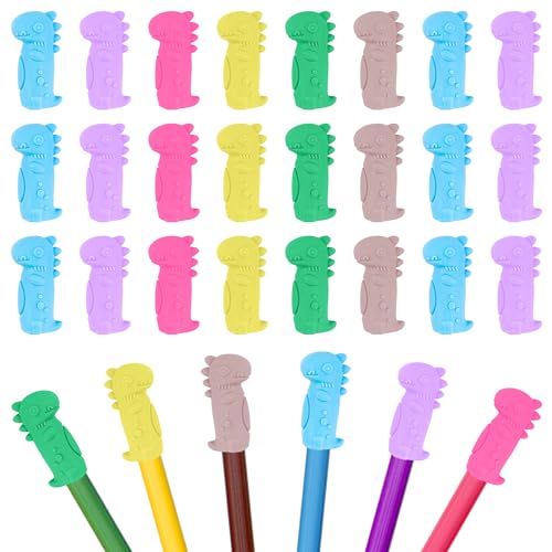 LanMa Dinosaur Pencil Top Erasers, 30 Pack Eraser Caps Pencil Extenders, Cap Pencil Eraser Toppers for Kids, Tip Protectors, Classroom Prizes - color: Dinosaur, size: 30 Pack