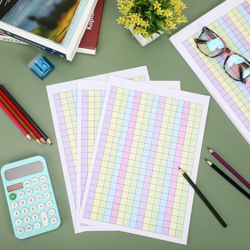 80 Sheets Colored Graph Paper Pad 11.69"x8.26" Math Notebook Grid 1/2 Inch Squares Large Quad Ruled Grid A4 Pastel Squares Graphing Paper for Dyslexia Dysgraphia Handwriting Planning