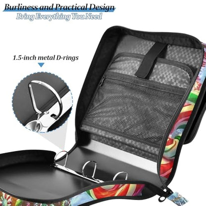 3 Ring Zipper Binder with Shoulder Strap Christmas Candy House Gingerbread 1.5 inch Binders Keeper Large Capacity Multi Pockets for School Office Supplies