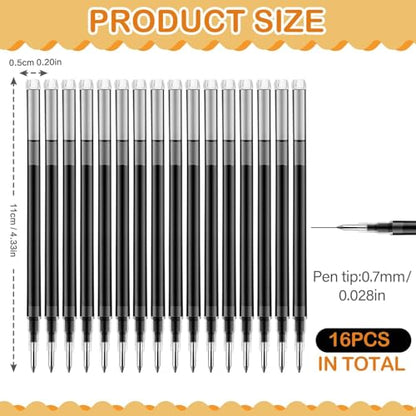 16Pcs 0.7mm Black Erasable Gel Ink Pen Refills Compatible with Frixion | for Friction, Replaceable Medium Fine Point Clicker Refill Stationery - color: Black 16pcs