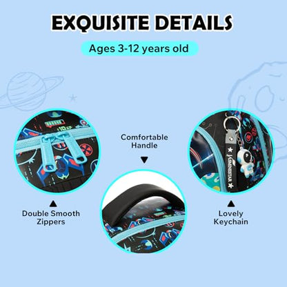 Kids Rolling Backpack for Boys Astronaut Trolley Suitcases Luggage with Wheels Bookbag Wheeled 3pcs Preschool Students Elementary Teenagers Lunch Box Pencil Case Blue for Age 5-10 - color: Blue-0201-yuhangyuan