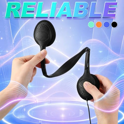 Hoteam 100 Pack Headphones for Classroom Bulk Students Adjustable Headphones Wired Pack Black Over the Head Earphones with 3.5 mm Plug for School Library Museums Charity Donate(Black,Novelty) - color: Black, style: Novelty