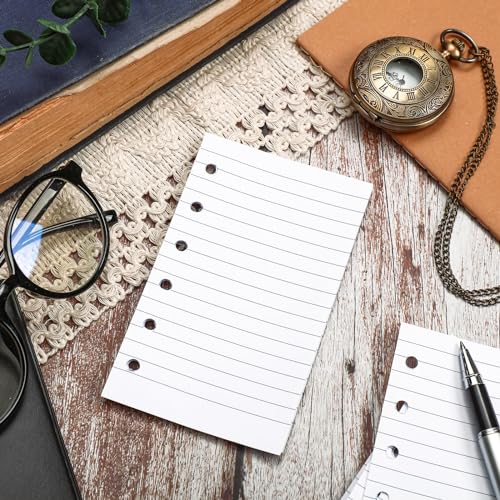Ireer 400 Sheets Blank Lined Paper Refill for 3 x 5 Binders 6-Ring Memo Refill Paper Mini Ruled White Filler Paper Books Planner Inserts Blank Lined Paper for Binder
