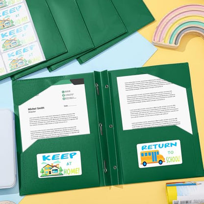 Henoyso 24 Set Take Home Folders with Clear Front Pocket, School-to-Home Communication Folder Bulk for Back to School Classroom, Heavy Duty Plastic Parent-Teacher Homework Folders (Dark Green) - color: Dark Green