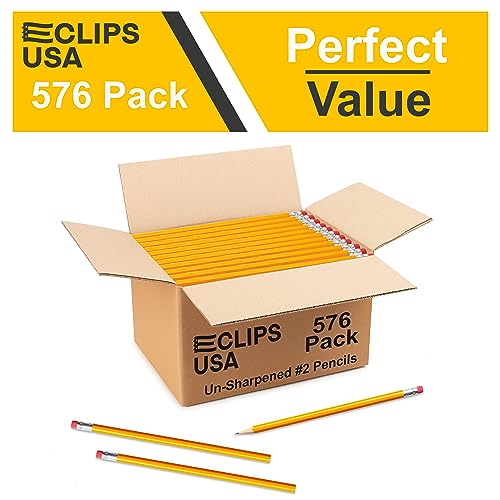 E-CLIPS USA Graphite Pencil, Pencils #2, 576 Count, Un Sharpened, School Supplies Bulk - style: 576 Pack
