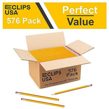 E-CLIPS USA Graphite Pencil, Pencils #2, 576 Count, Un Sharpened, School Supplies Bulk - style: 576 Pack