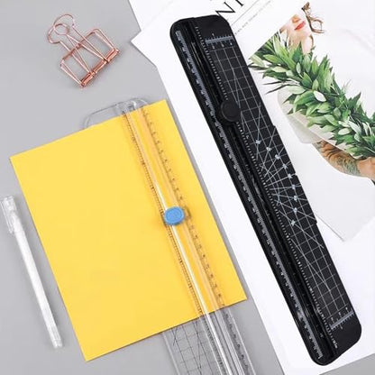 2PCS Paper Cutter Slider, 12 Inch Portable Paper Trimmer, Straight Cutting Guillotine, Cardboard Cutter for Paper Photo Vinyl Label Coupon Craft Paper(Black) - color: Black