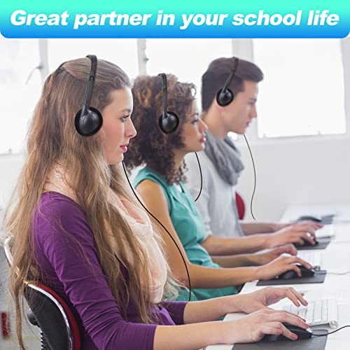 Hoteam 100 Pack Headphones for Classroom Bulk Students Adjustable Headphones Wired Pack Black Over the Head Earphones with 3.5 mm Plug for School Library Museums Charity Donate(Black) - color: Black, style: Classic