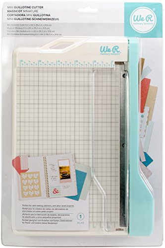 We R Memory Keepers Mini Guillotine Paper Trimmer – Blue, Compact Paper Cutter, 1/4-Inch Grid for Precision Cutting, Cuts Up to 3 Sheets, Perfect for Card Making, Journals, and Small Craft Projects - color: Blue, size: Mini