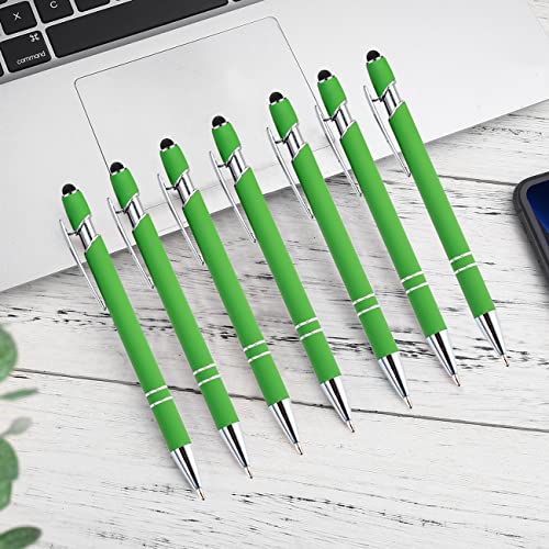PASISIBICK 12 Pieces Green Ballpoint Pen with Stylus Tip, 2 in 1 Stylus Stylish Pen, Metal Stylus Pen for Touch Screens, Black Ink, 1.0 mm Medium Point.(12 PCS Green) - color: 12 Pcs Green Stylus Pens