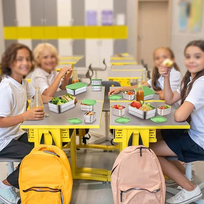 Homikit 3 Pack Kids Lunch Box Set, 18/10 Stainless Steel Bento Boxes with Silicone Lids Leak Proof, 5 Cups Reusable Metal Food Snack Containers for School Daycare, Nontoxic & Dishwasher Safe, Green - color: Green, size: Medium