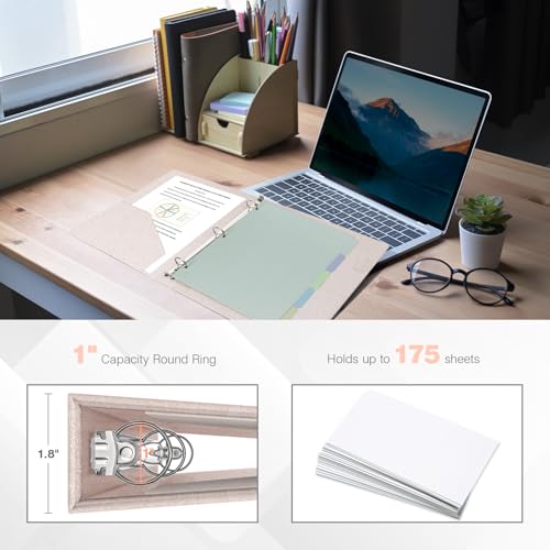 Ospelelf 3 Ring Binder with Clipboard, 1 Inch Leather, Letter Size (8.5" x 11"), Clipboard Binder with 5 Tab Dividers, Rose Gold - color: Rose Gold, size: Letter Size - 1 Inch