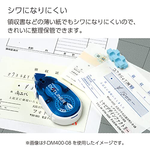 KOKUYO Glue Tape Refill for Scrapbooking, 3 Pack 52.5 Ft x 0.33 in Double Sided Tape Roller for Crafts, Blue Dot Pattern Tape Runner, Adhesive Scrapbook Supplies. (TA-D400-08NX3)