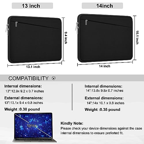 Laptop Sleeve 14 inch, Durable Computer Carrying Bag Protective Case Briefcase Handbag with Front Pocket, Slim Laptop Case Cover for Compatible with MacBook Air/Pro 14 inch Notebook Computer, Black - color: Black, size: 14 Inch