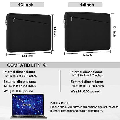 Laptop Sleeve 14 inch, Durable Computer Carrying Bag Protective Case Briefcase Handbag with Front Pocket, Slim Laptop Case Cover for Compatible with MacBook Air/Pro 14 inch Notebook Computer, Black - color: Black, size: 14 Inch