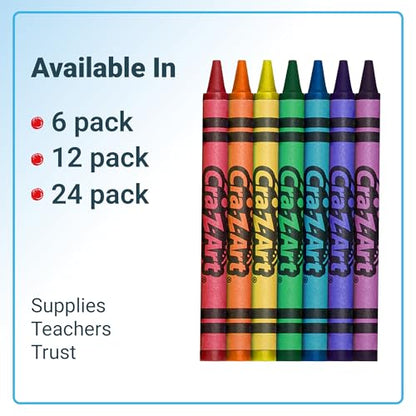 Cra-Z-Art Crayons, Bulk Pack, 24 Count, 6 Packs of Crayons, Bulk School Supplies for Classroom, Back to School Essentials - size: 24 Count (Pack of 6)