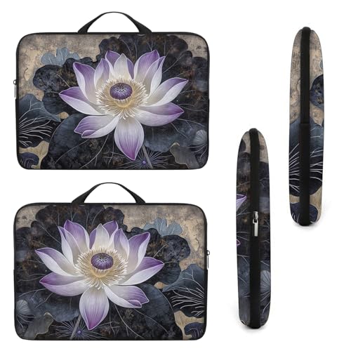 Laptop Sleeve Bag with Handle Computer Protective Soft Cover Case for 14 Inch 13 Inch Laptop,Lotus Chinese Painting - color: Lotus Chinese Painting