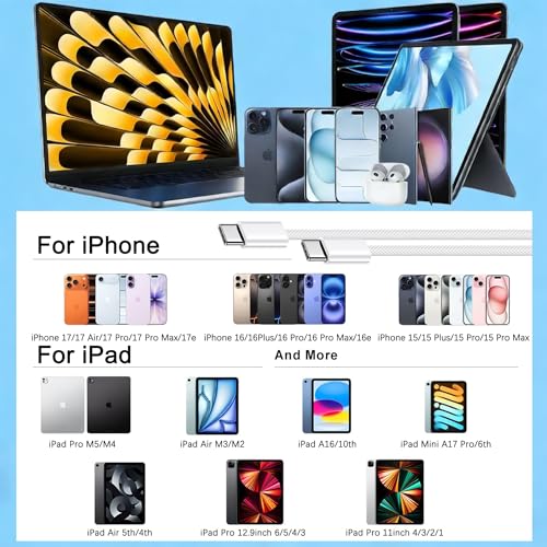 USB C Charger for iPhone Charger Fast Charging,[Apple MFi Certified] Type C Fast Wall Chargers Block Adapter 10FT USB C to C Woven Cable for iPhone 17ProMax/17 Pro/17e/Air/17/16 ProMax/16Pro/15,iPad