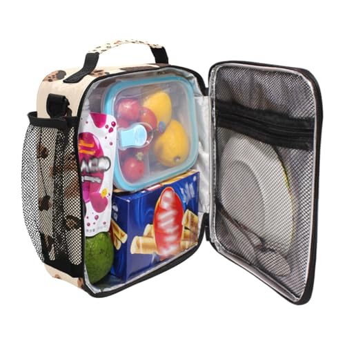 ALAZA Leopard Print Cheetah Bow Pattern Lunch Box Insulated Lunch Bag Kids Cooler Tote Bag Freezable Shoulder Strap Lunchbox for Girls School Picnic - color: Multi2354