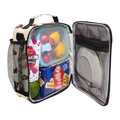 ALAZA Leopard Print Cheetah Bow Pattern Lunch Box Insulated Lunch Bag Kids Cooler Tote Bag Freezable Shoulder Strap Lunchbox for Girls School Picnic - color: Multi2354