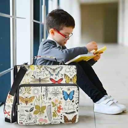 Personalized Butterfly 3 D-Ring Binder Bag Zipper Organizer | Multi-Pocket with Handle and Detachable Shoulder Strap Holds 500 Sheets for School Office Supplies - color: Dhb-103