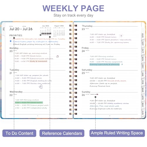 Planner 2026-2027, Weekly and Monthly Academic Year Calendar Planner, July 2026 - June 2027, Daily Agenda Book for Office School Supplies, A5(6.3'' x 8.5'') - color: 2607-Dolphin, size: 6.3"x8.5"(Jul 2026-Jun 2027)