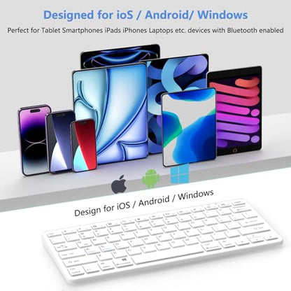 MMK Bluetooth Keyboard, Tablet Keyboard Compatible iPad 11th Generation,iPad 10th/9th/8th & Air 5th/4th, iPda Pro 13/12.9/11-Inch and Air 13/11-Inch Models and More Bluetooth-Enabled Devices-White - color: White