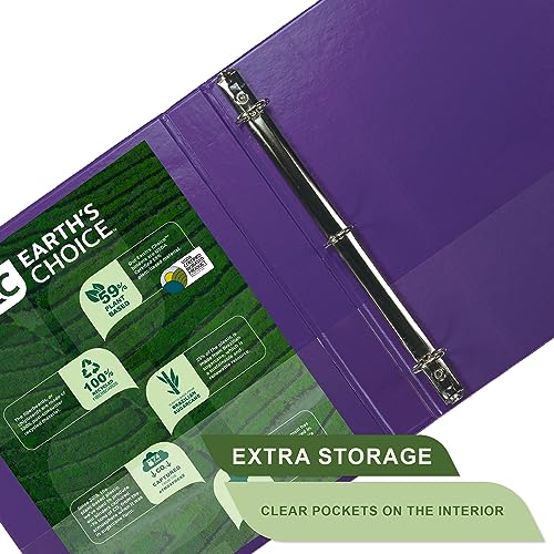 Samsill Plant-Based 1 Inch Durable Round Ring, View Binder, Eco-Friendly, USDA Certified Biobased, Single, Violet - color: Purple, size: 1"