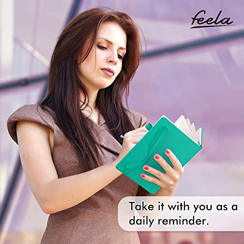 feela 24 Pack Journal Notebook Bulk for Work, Business Notebook Hardcover Lined Writing Journal with Pen Holder for Men Women Note Taking, with 24 Black Pens, 120 GSM, 5.1”x8.3”, A5, Aqua - color: 24 Aqua