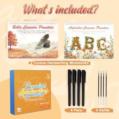 Grooved Cursive Handwriting Workbook for Kids 5-12 & Adults,Reusable Magic Practice Books with Disappearing Ink Pens,Grooved Kids Writing Book Cursive Workbook with Words Letters Bible Verses Sentence