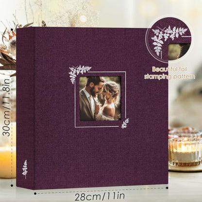 Lanpn Scrapbook Photo Album 8.5x11, Linen Window Design Cover Top Load 3 Ring Folder Binder Photobook Photo Book 8.5 x 11 inch with 30 Plastic Sleeves 60 Pages Purple - color: Purple, size: 8.5x11"