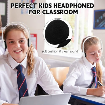 Konohan 30 Pack Headphones Bulk Headphone for School Classroom Student Wired Headphones Adjustable with 3.5 mm Jack for Adults (White) - color: White