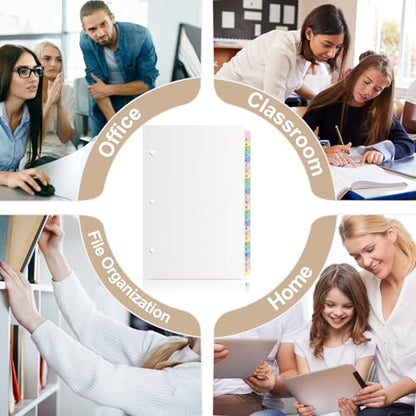 Sayglossy 1 Set A to Z Tab Alphabet Dividers for 3 Ring Binder 5 1/2 x 8 1/2 Inch Binder Dividers Customizable Table of Contents Page with A to Z Tabs for Student Teacher Office Organize (Pastel) - color: Pastel