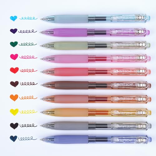 WRITECH Retractable Gel Pens Quick Dry Ink Pens 0.5mm Bullet Multicolor For Journaling, Drawing, Doodling, and Notetaking (Multicolor) - color: M Bright-2