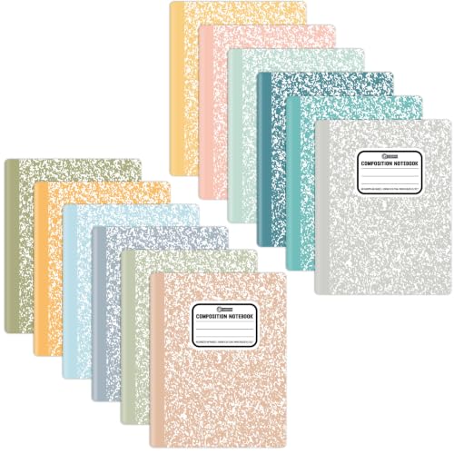gisgfim 12 Pack Bulk Composition Notebook Wide Ruled, 12 Different Vibrant Colors, 96 Pages (48 Sheets), 9-3/4 x 7-1/2" Hard Cover Journal Notebooks for Studentsd,Classroom and Office(Boho) - color: Boho