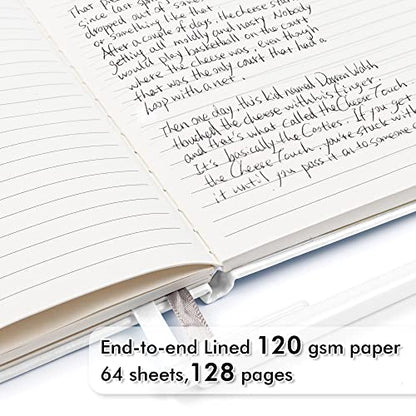 feela 12 Pack Notebooks Journals Bulk, Hardcover Notebook Classic Ruled Lined Journals with Pen Holder for Women Girls School Business Supplies, with 12 Black Pens, 120 GSM, 5.1”x8.3”, A5, White - color: 12 White