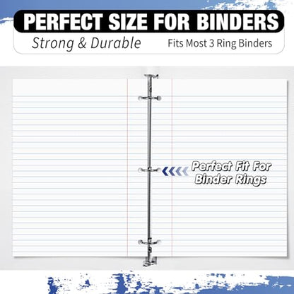 Fulmoon 36 Pcs 8" x 10-1/2" Wide Ruled Loose Leaf Paper 3 Hole Punched Notebook Paper 100 Sheets Per Pack, 56 Gsm, Filler Paper for Adults Students Binder College School - size: Wide Ruled